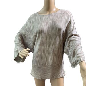 Chicos Beige Long Sleeve Boat Neck Sweater Top Size 1 Coquette Beige Aesthetic